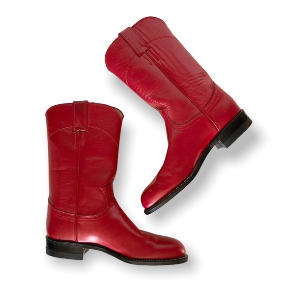 Justin Boots Shoes - NEW!! Justin Womens Cowboy Cowgirl Red Leather Roper Boots Style: L 3055